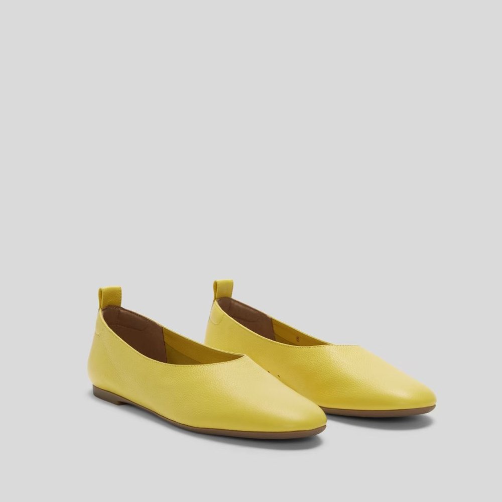 Everlane The Italian Leather Day Glove Flats in High Visibility Yellow 9.5